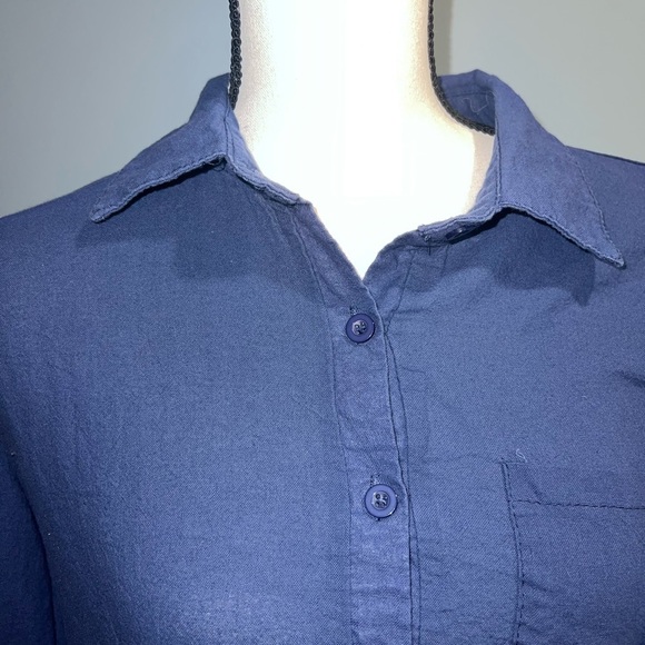 Navy long sleeve button up dress - Picture 3 of 4